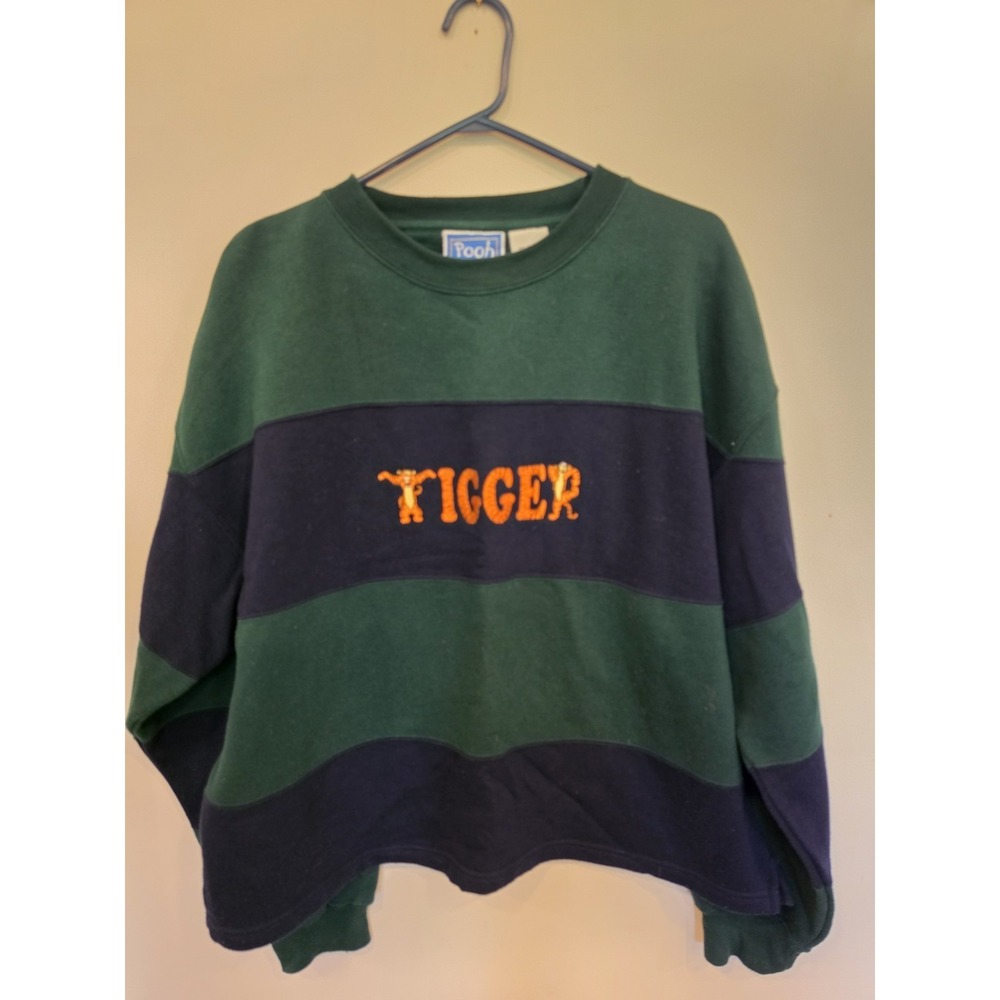 Vintage Y2K Disney Winnie the Pooh Tigger Rugby Stripe Sweatshirtâ XL Retro